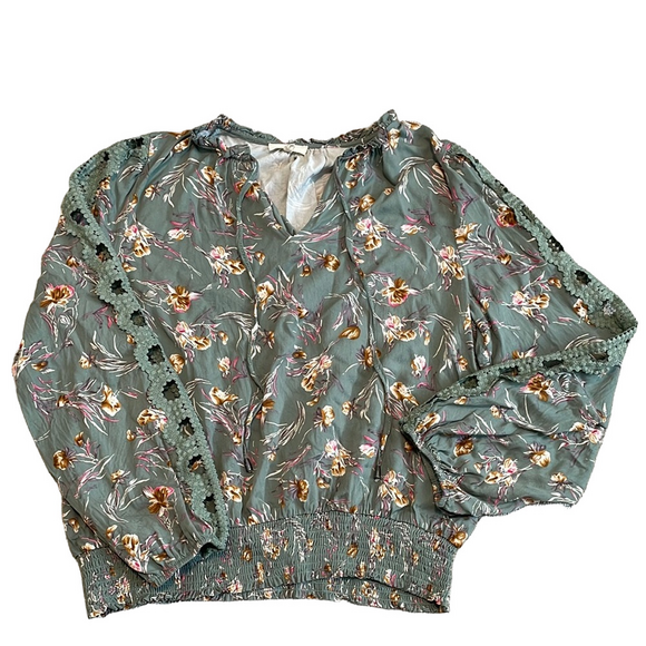 Easel green floral blouse sz M - Picture 1 of 5